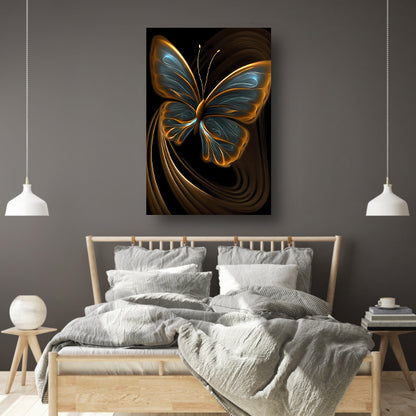 Abstracte Vlinder in Gouden Schittering poster