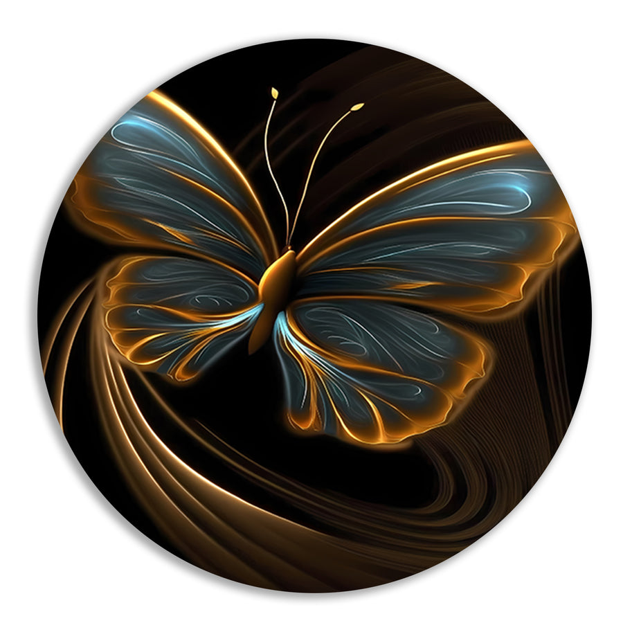 Abstracte Vlinder in Gouden Schittering forex muurcirkel