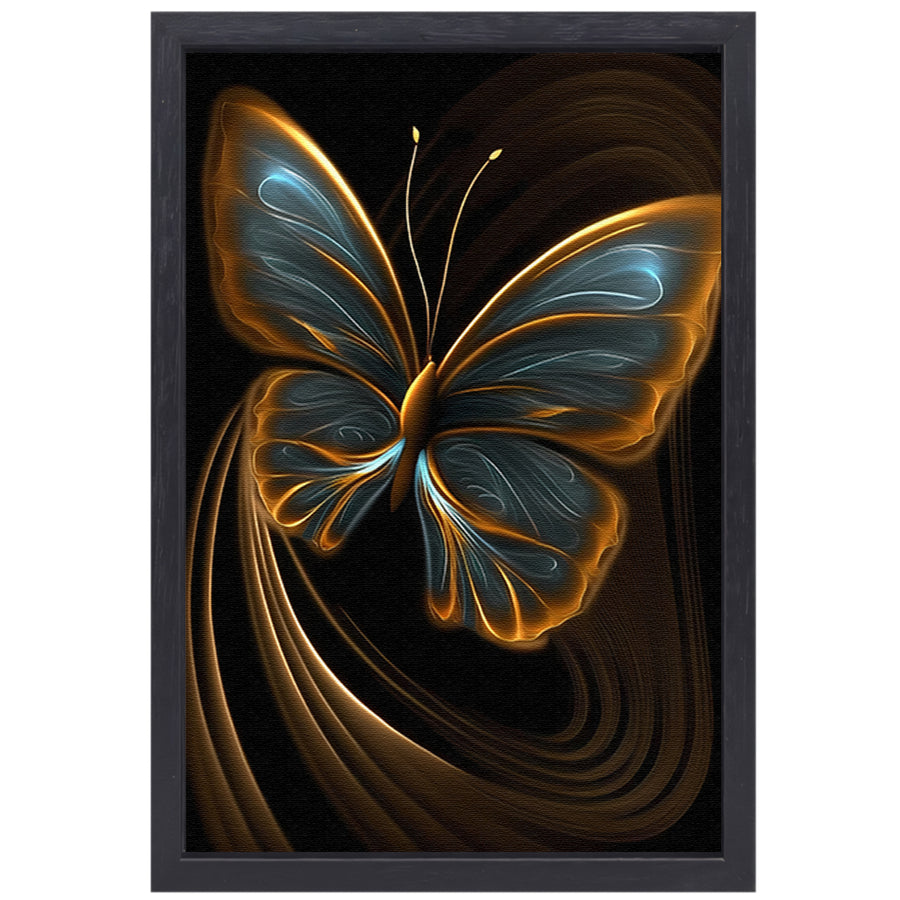 Abstracte Vlinder in Gouden Schittering canvas met baklijst