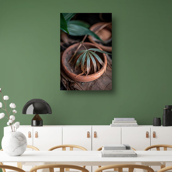 Blad in Aardewerken Pot poster