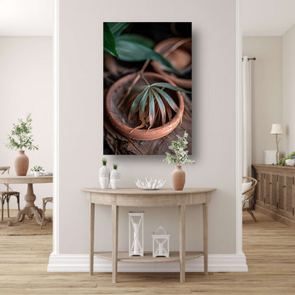 Blad in Aardewerken Pot canvas