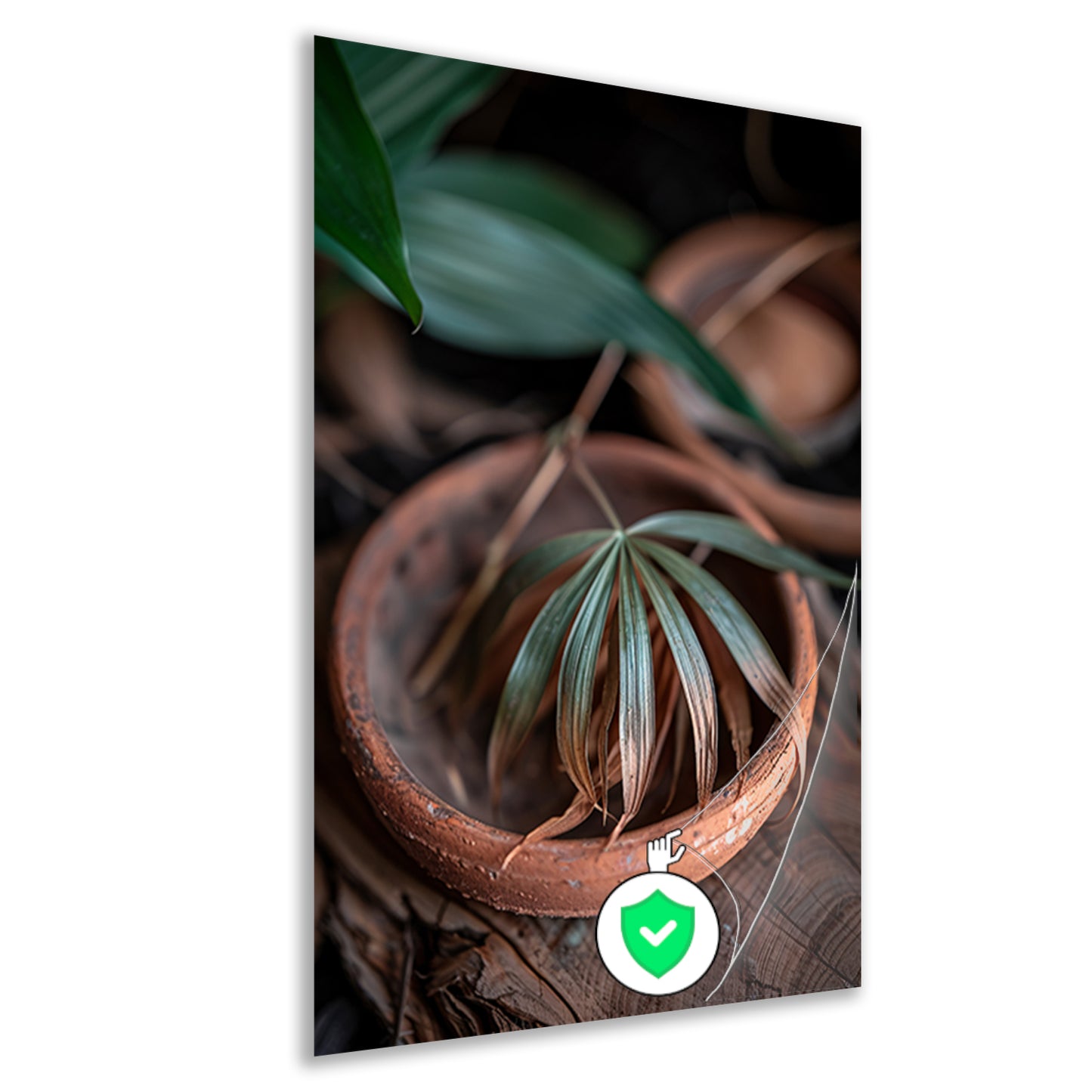 Blad in Aardewerken Pot poster