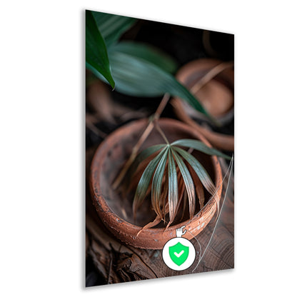 Blad in Aardewerken Pot poster