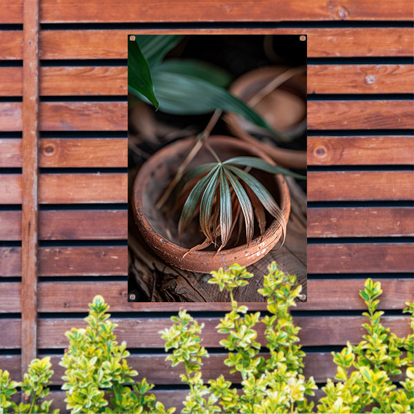 Blad in Aardewerken Pot tuinposter