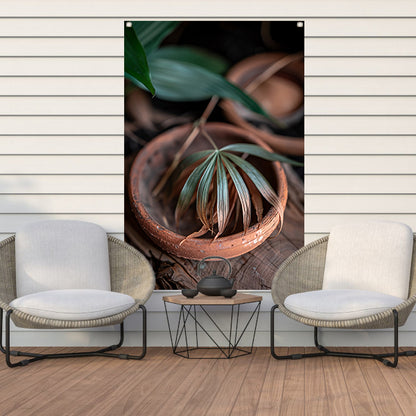 Blad in Aardewerken Pot tuinposter