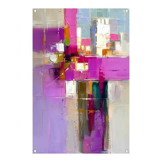 Levendige abstracte expressie in moderne tinten tuinposter