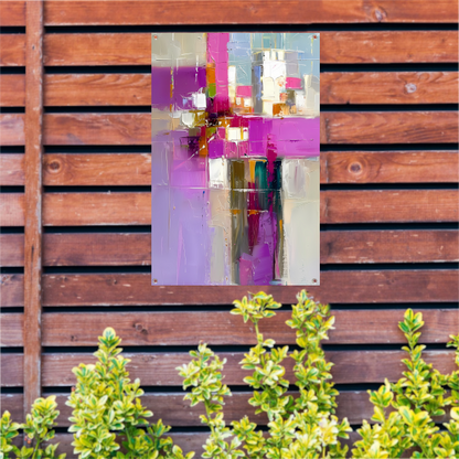 Levendige abstracte expressie in moderne tinten tuinposter