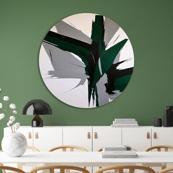 Dynamische Abstractie in Zwart-Wit Tinten aluminium muurcirkel