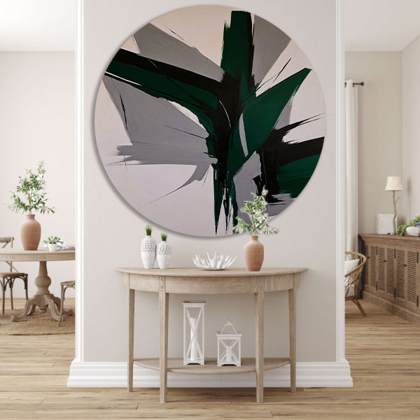 Dynamische Abstractie in Zwart-Wit Tinten aluminium muurcirkel