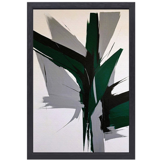 Dynamische Abstractie in Zwart-Wit Tinten canvas met baklijst