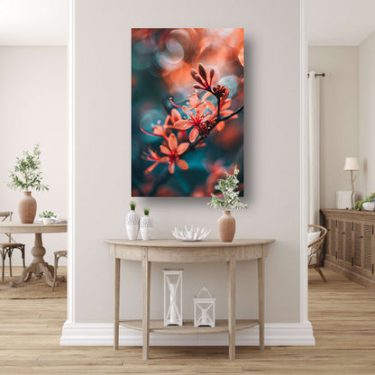 Oranje bloemen met bokeh acrylglas