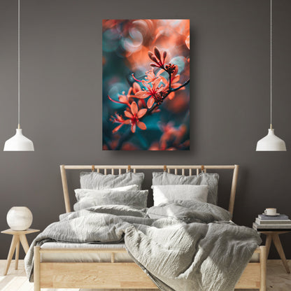 Oranje bloemen met bokeh poster