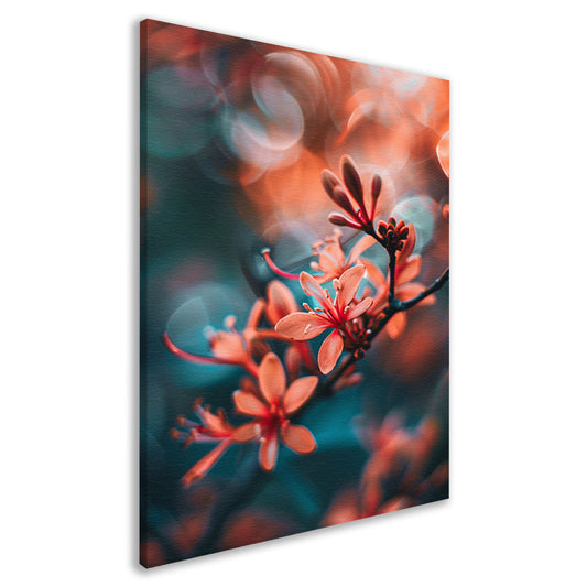 Oranje bloemen met bokeh canvas