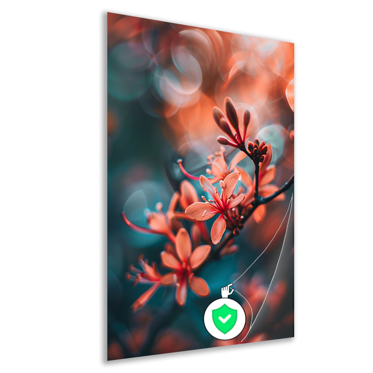 Oranje bloemen met bokeh poster