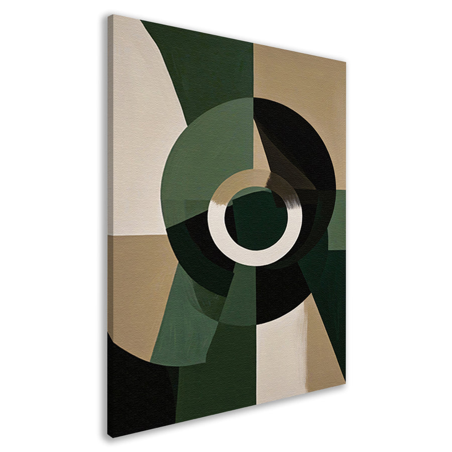 Abstracte Groen-Zwarte Vormen op Beige Achtergrond canvas