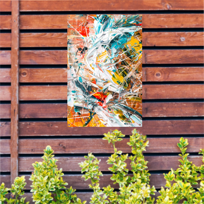 Dynamisch abstract schilderij met kleurrijke lijnen tuinposter