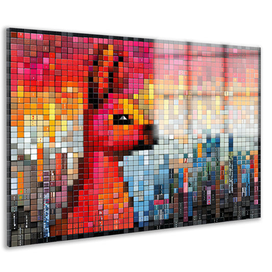 Rode Vos op Stenen Muur acrylglas
