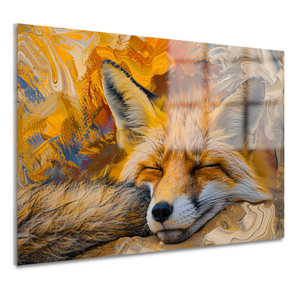 Slapende vos in herfstbos acrylglas
