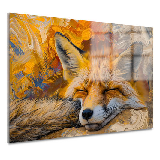 Slapende vos in herfstbos acrylglas