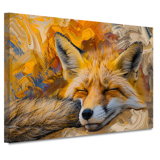 Slapende vos in herfstbos canvas