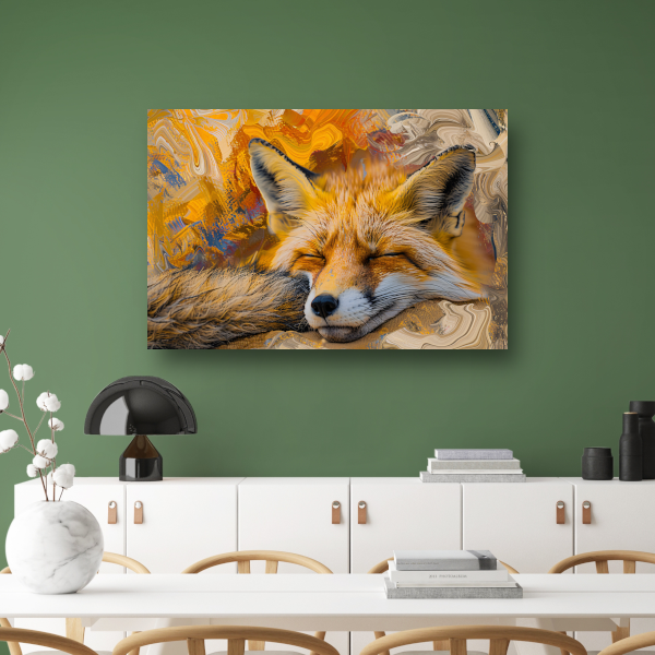 Slapende vos in herfstbos canvas