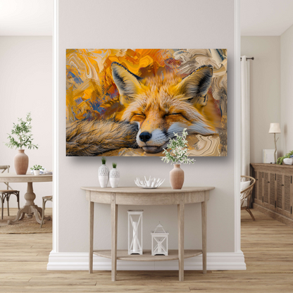 Slapende vos in herfstbos canvas