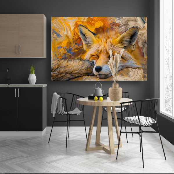 Slapende vos in herfstbos canvas
