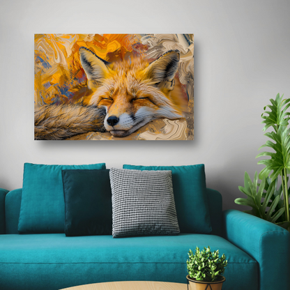 Slapende vos in herfstbos canvas