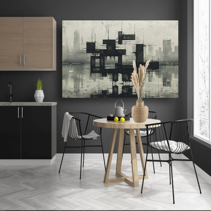 Futuristische skyline canvas met baklijst
