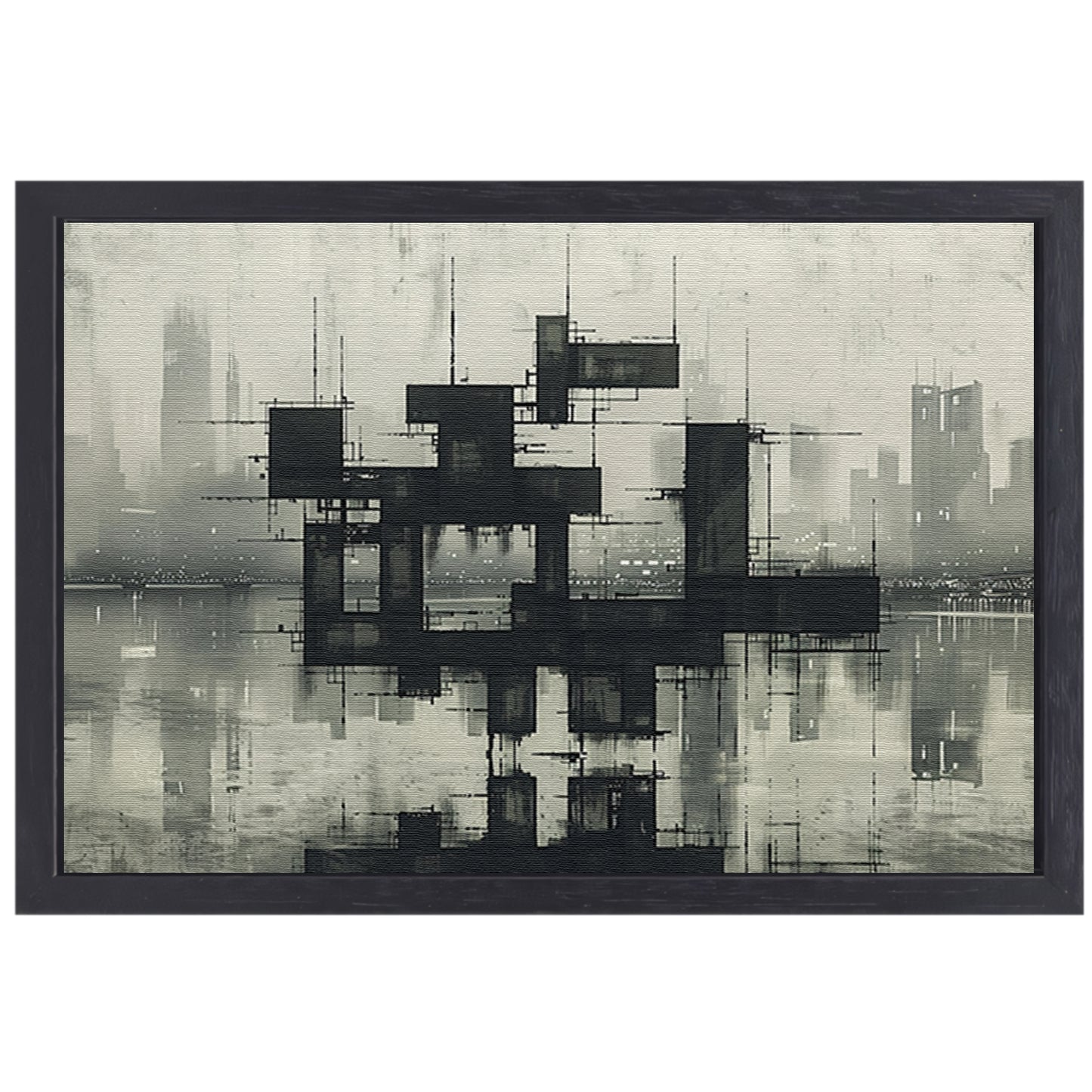 Futuristische skyline canvas met baklijst