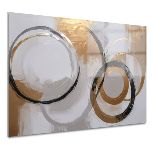 Overlappende Gouden en Zwarte Cirkels acrylglas