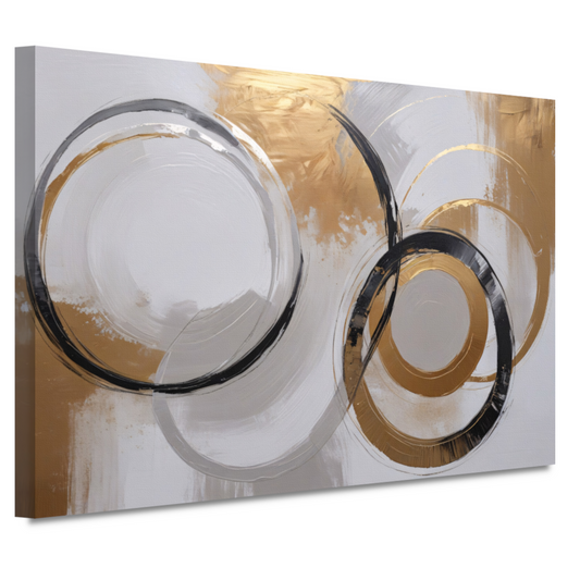 Overlappende Gouden en Zwarte Cirkels canvas
