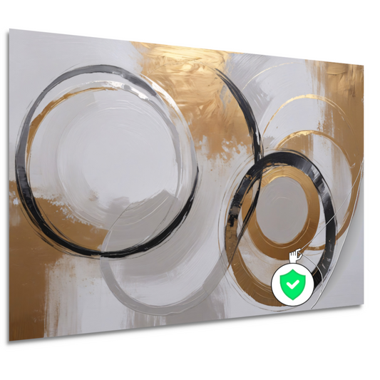 Overlappende Gouden en Zwarte Cirkels poster