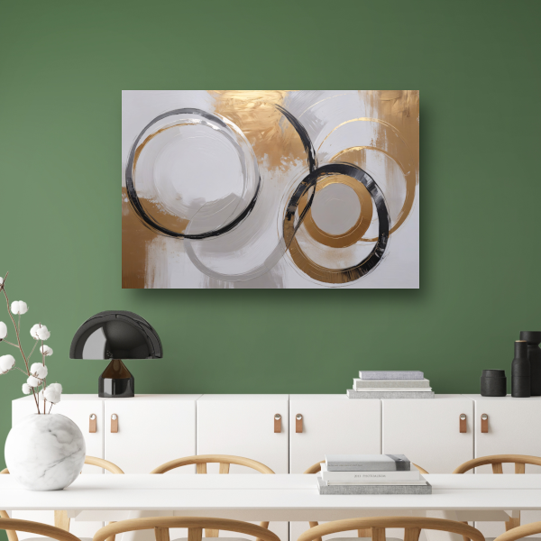 Overlappende Gouden en Zwarte Cirkels poster