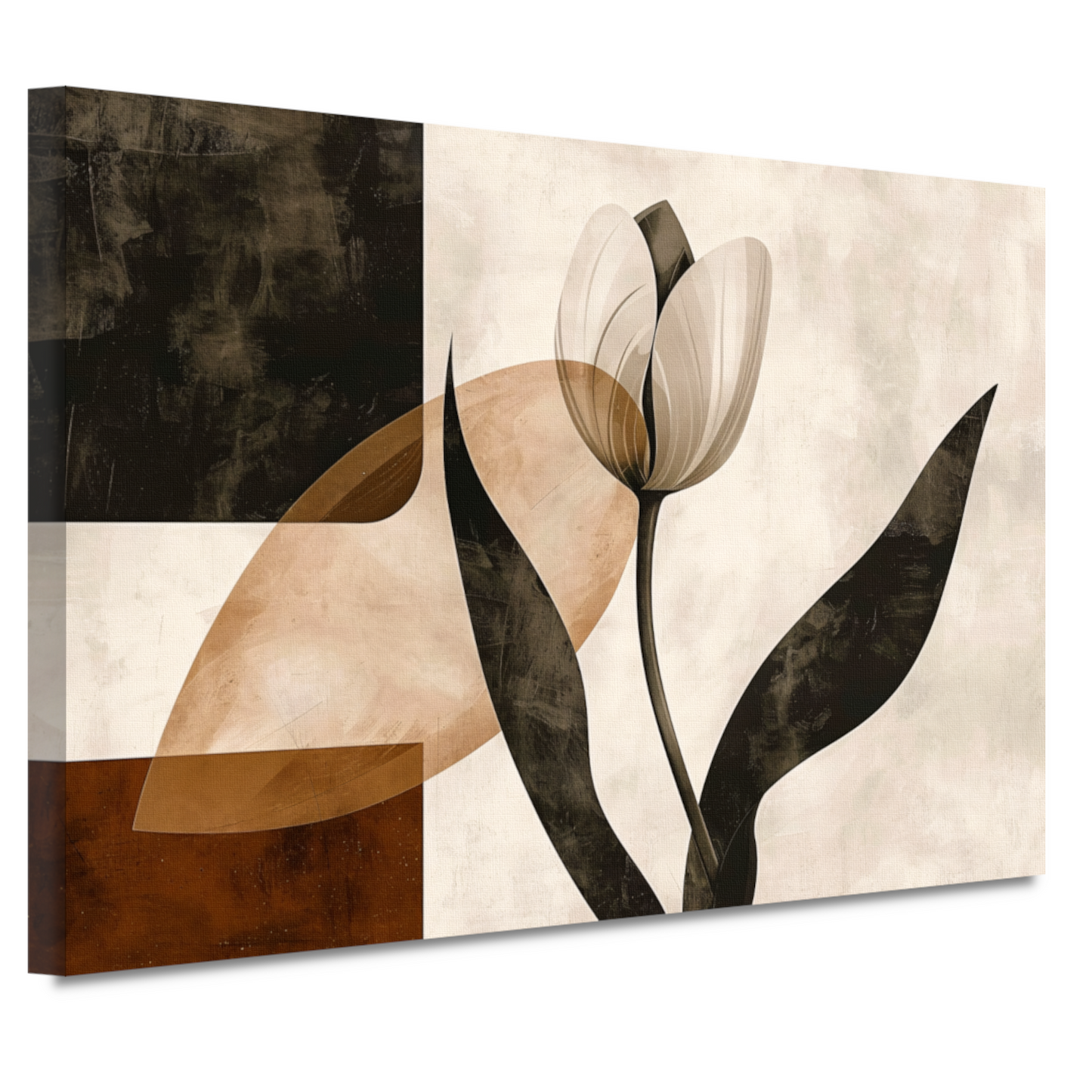 Sepia Tulp met Art Deco Invloeden canvas