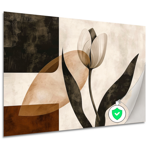 Sepia Tulp met Art Deco Invloeden poster