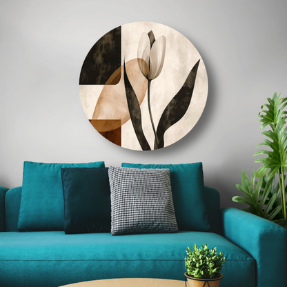 Sepia Tulp met Art Deco Invloeden forex muurcirkel