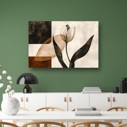 Sepia Tulp met Art Deco Invloeden canvas