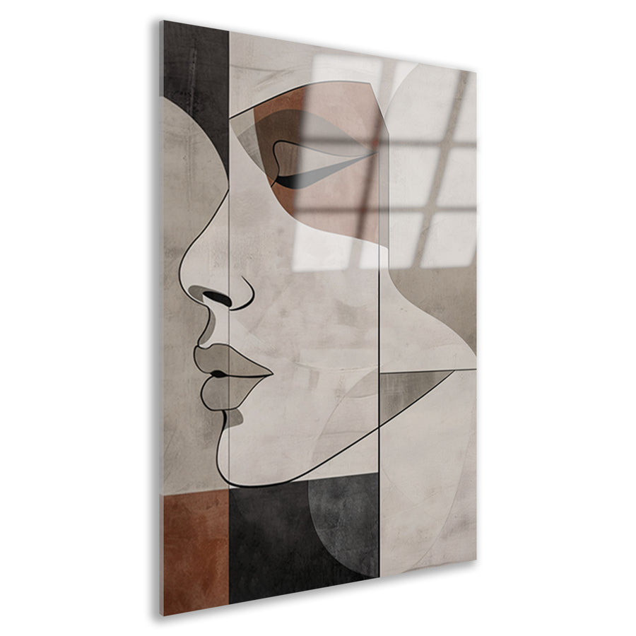 Abstract Portret in Monochrome Beige en Bruin acrylglas