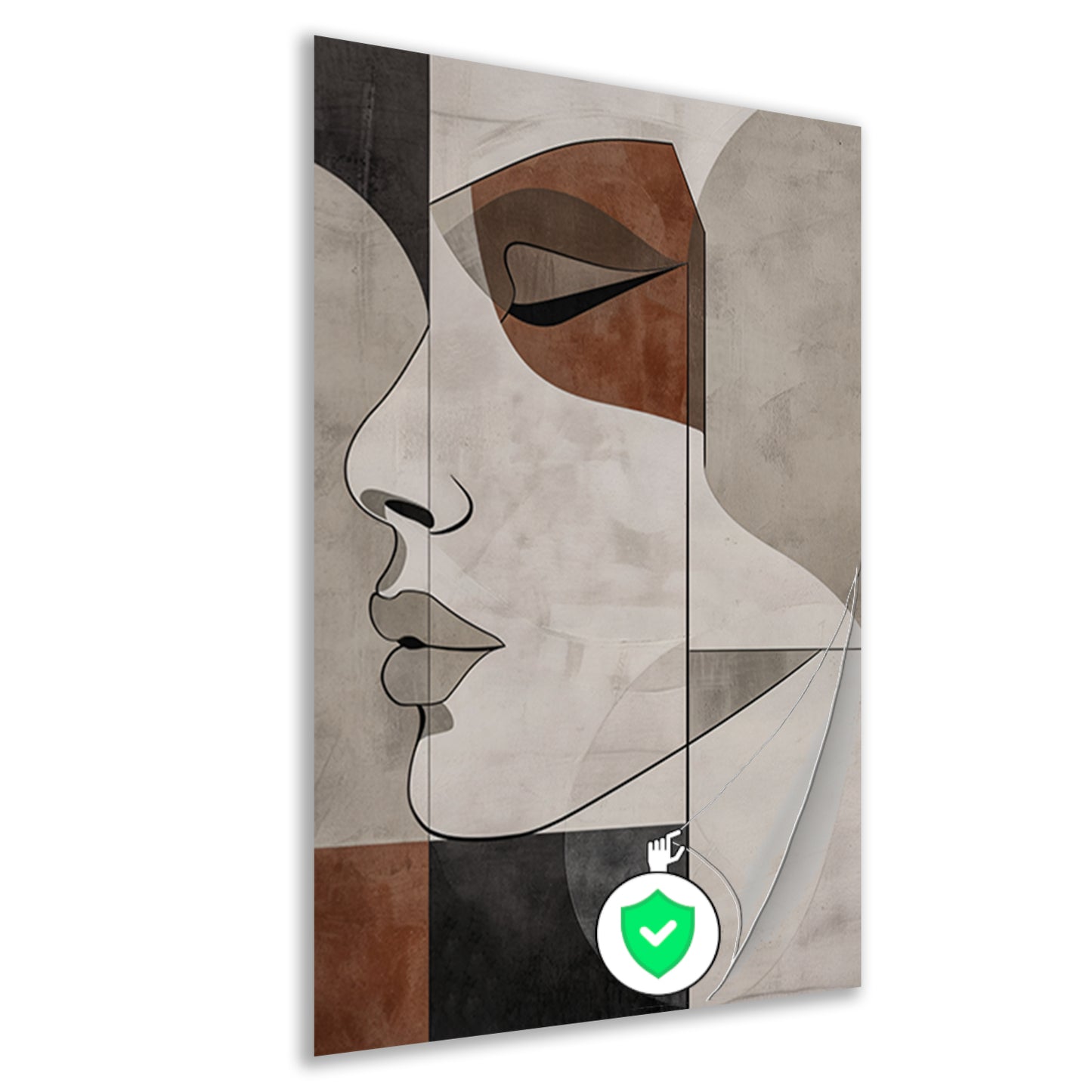 Abstract Portret in Monochrome Beige en Bruin poster