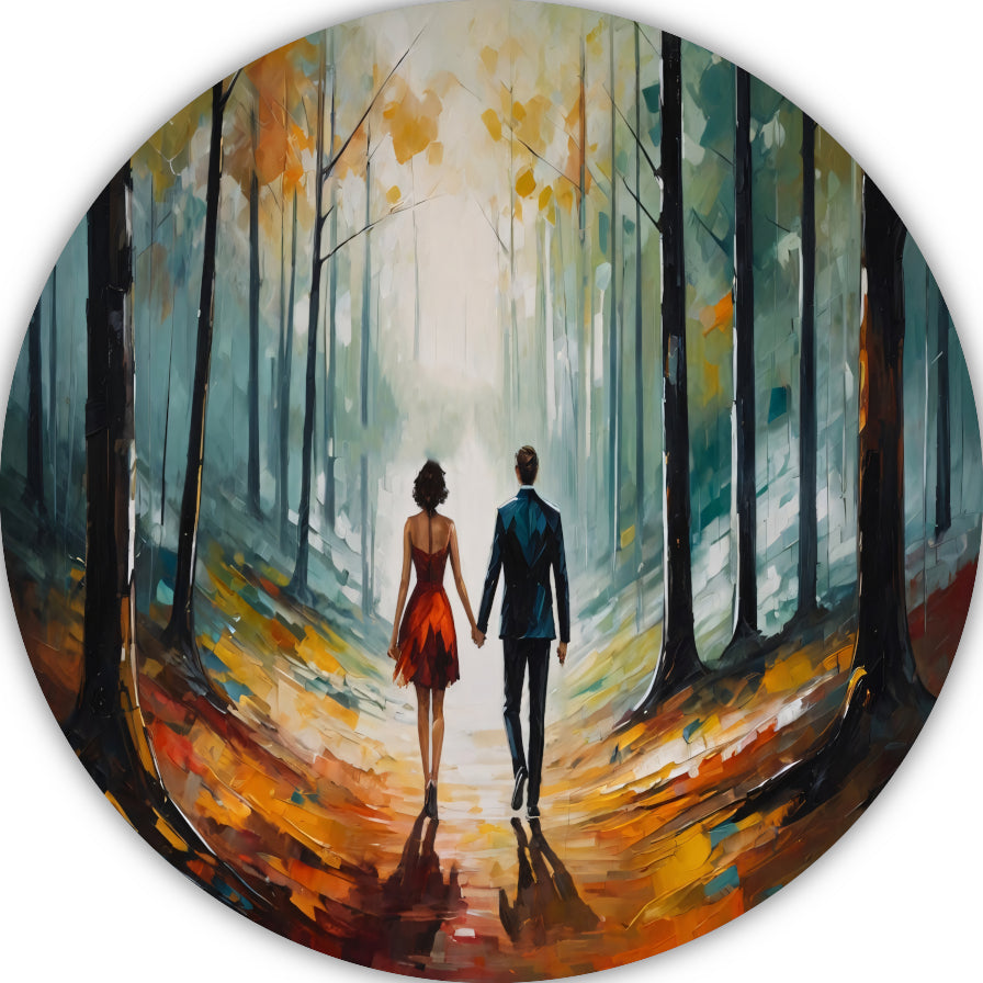 Romantische wandeling in abstract bos forex muurcirkel