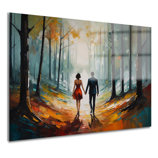 Romantische wandeling in abstract bos acrylglas