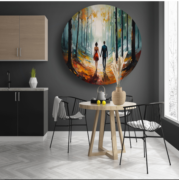 Romantische wandeling in abstract bos forex muurcirkel