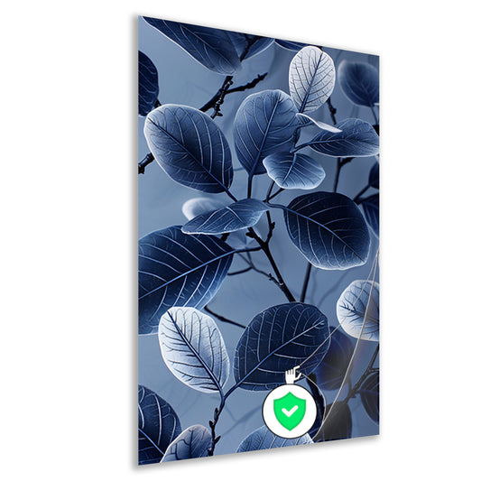 Blauwe en zwarte bladeren in minimalistische stijl poster