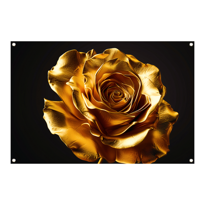 Gouden Roos Elegante Decoratie Zwarte Achtergrond tuinposter