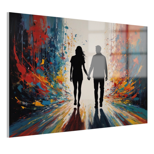 Explosieve Kleuren Dans met Liefdespaar acrylglas