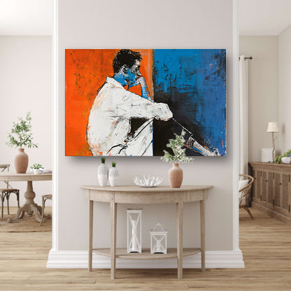 Abstract schilderij van denkende manposter