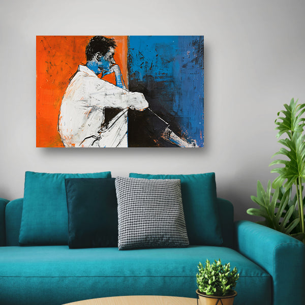 Abstract schilderij van denkende manposter