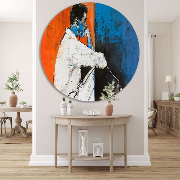 Abstract schilderij van denkende man forex muurcirkel