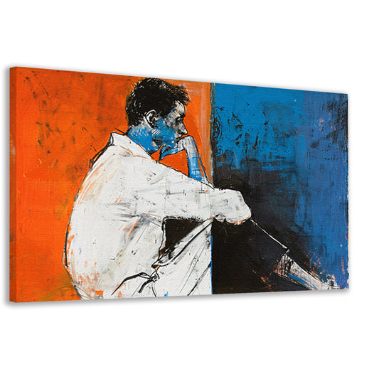 Abstract schilderij van denkende man canvas